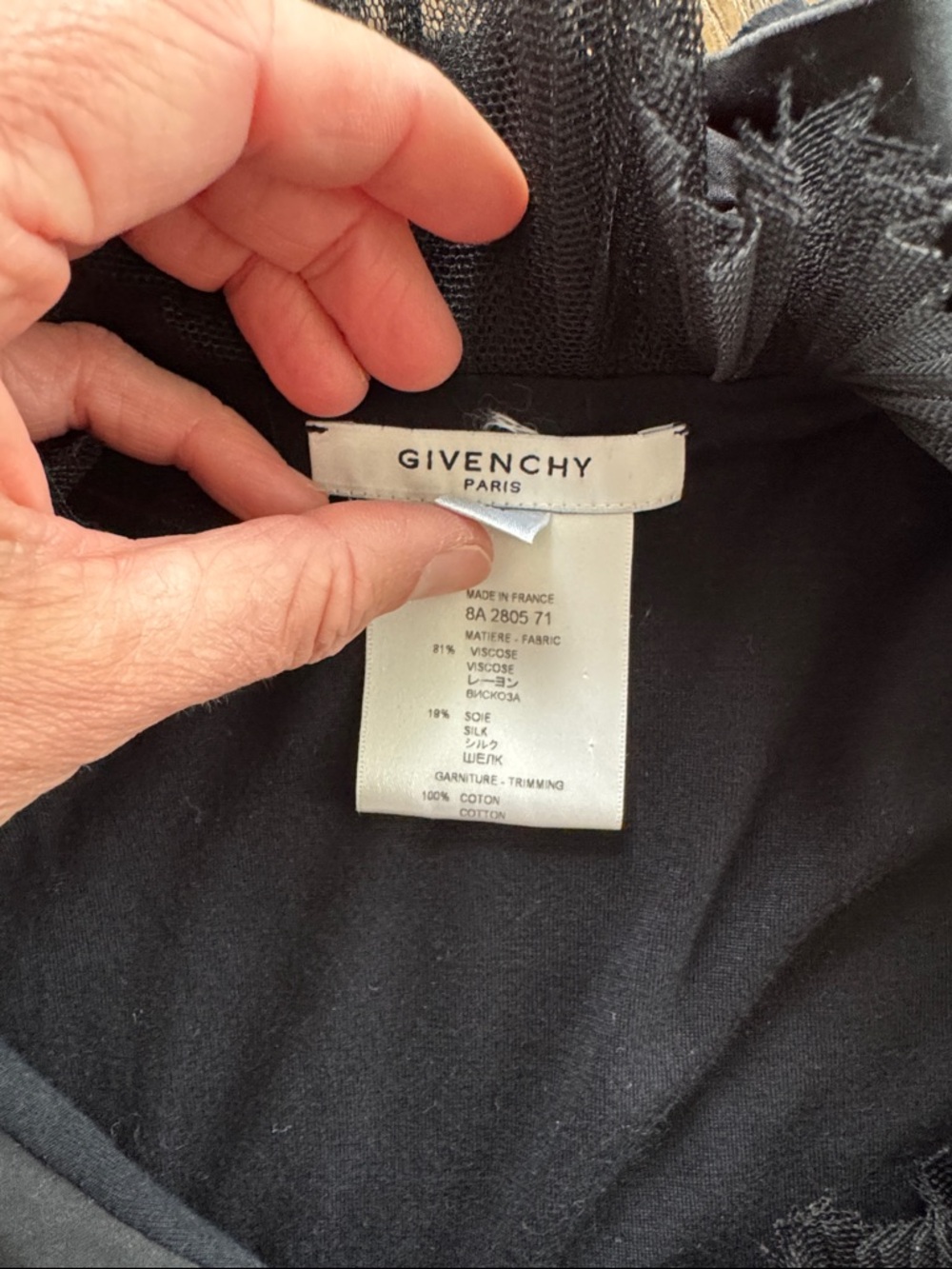 Givenchy Black Long Sleeve Ruffle-Neck Dress - Picture 3 of 6